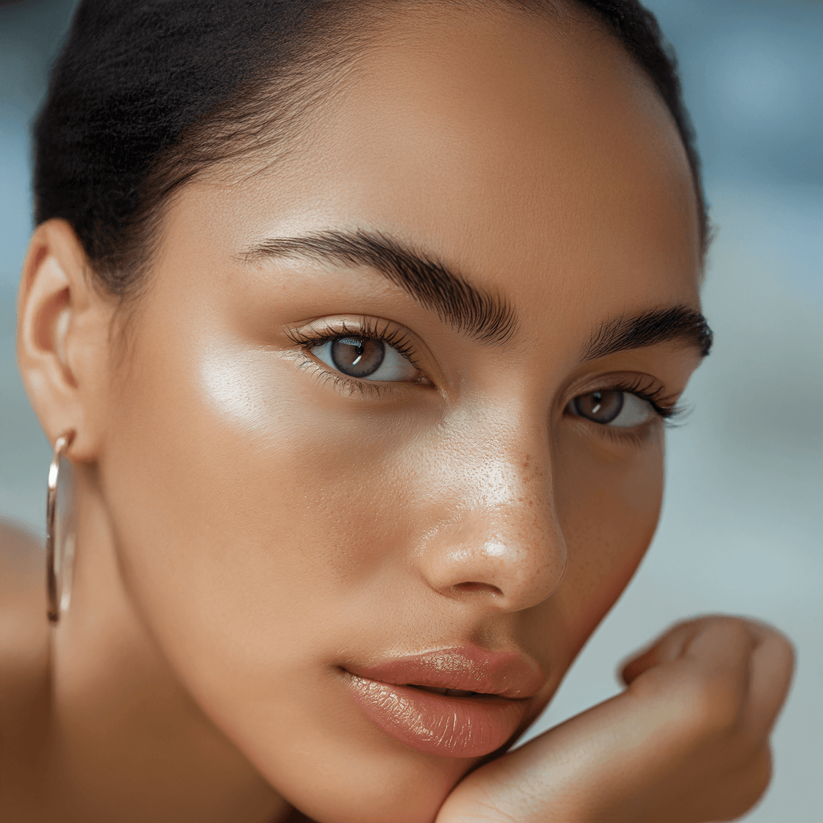 woman with sunscreen swatch on face