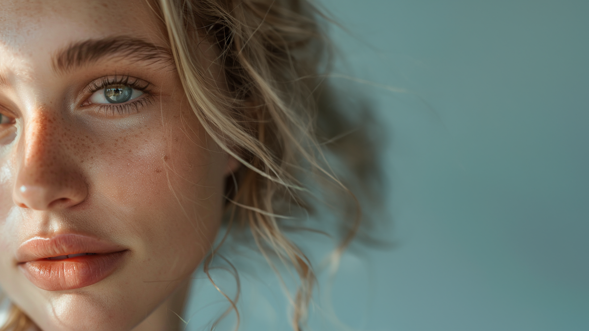 woman with sunscreen swatch on face